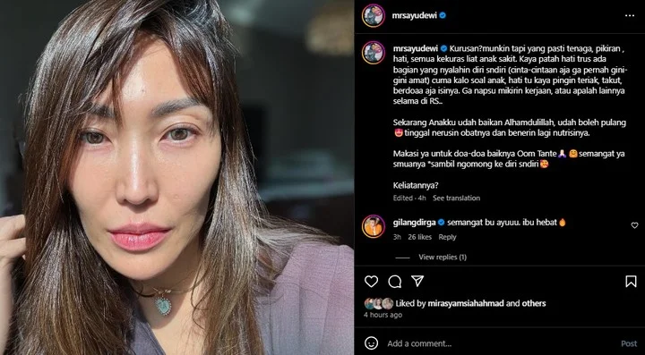 Ayu Dewi Curhat Pilu kala Anak Jatuh Sakit