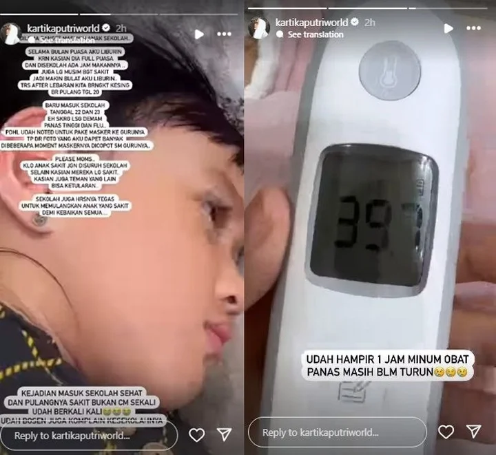 Kartika Putri Sedih Anak Jatuh Sakit
