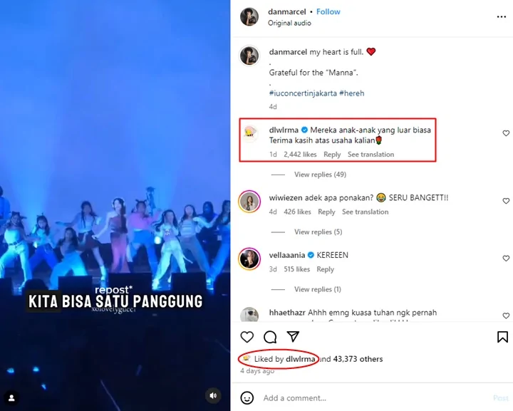 IU Tunjukkan Effort Maksimal ke Para Dancer Cilik di Konser Jakarta