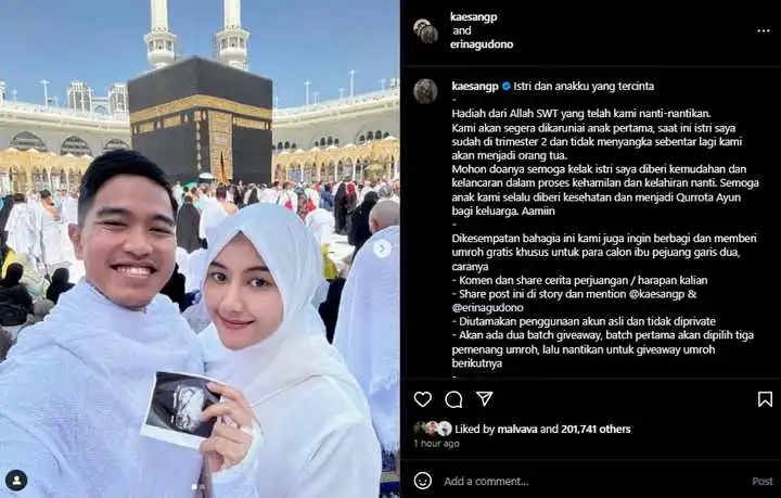 Kaesang Pangarep Umumkan Kehamilan Erina Gudono
