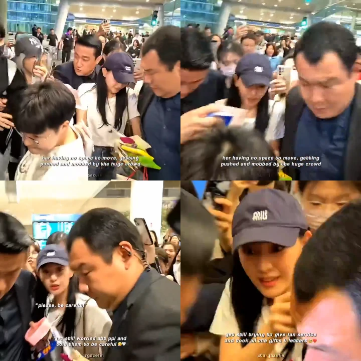 Kim Ji Won Masih Sempat Perhatikan Fans saat Kegencet Kerumunan di Bandara