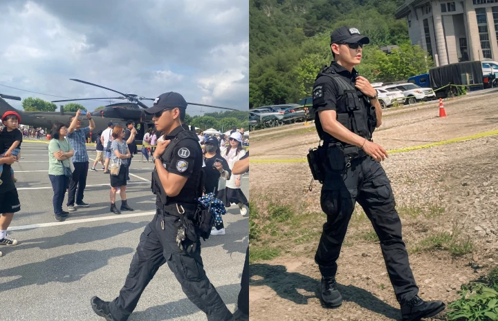 V BTS Sempatkan Sapa Artis Senior saat Sedang Bertugas sebagai Polisi Militer
