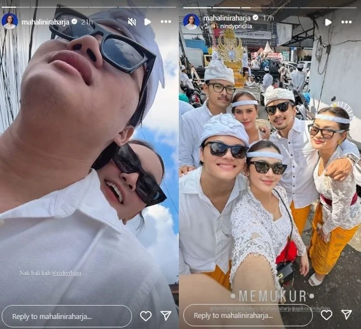 Rizky Febian Temani Mahalini Upacara Adat di Bali