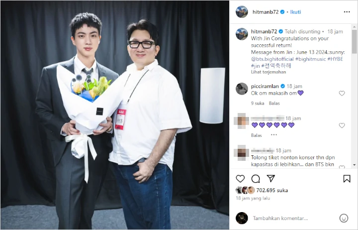 Foto Jin BTS dan Bang Si Hyuk Dicurigai Buat Selamatkan Citra HYBE