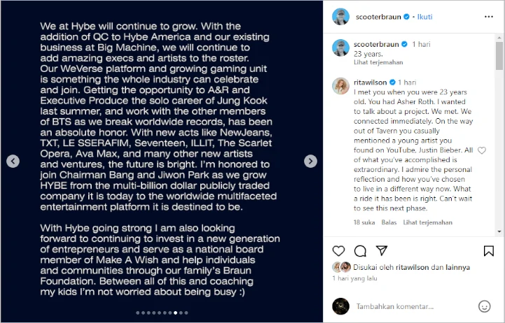 Julukan Scooter Braun CEO HYBE America untuk SEVENTEEN dan TXT Picu Kemarahan