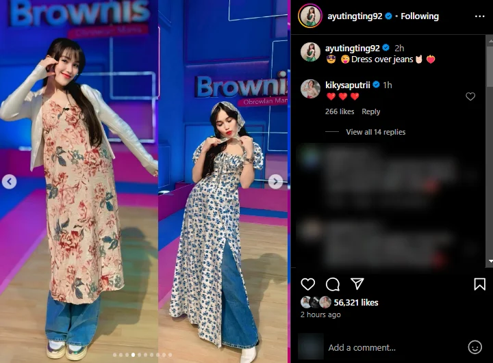 Ayu Ting Ting Pakai Busana Dress Over Jeans Super Kece