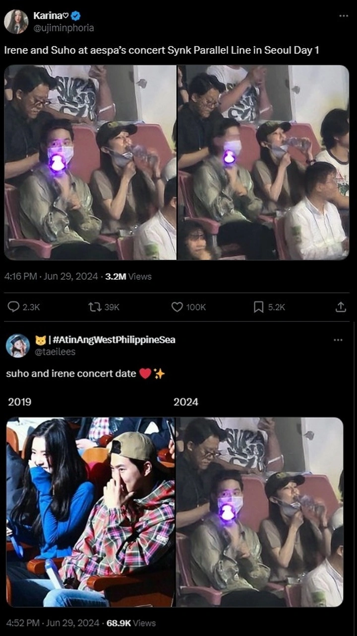 Suho EXO dan Irene Red Velvet Terciduk Nonton Konser aespa Bareng