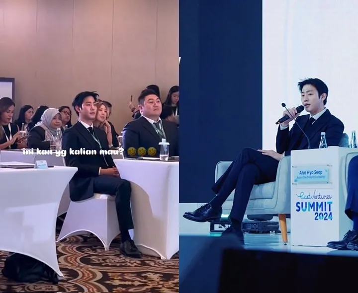 Gaya Ahn Hyo Seop saat Seminar di Jakarta Persis Kang Tae Moo dari \'Business Proposal\'