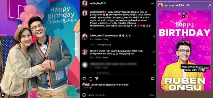 Sarwendah dan Ayu Ting Ting Ucapkan Selamat Ultah ke Ruben Onsu