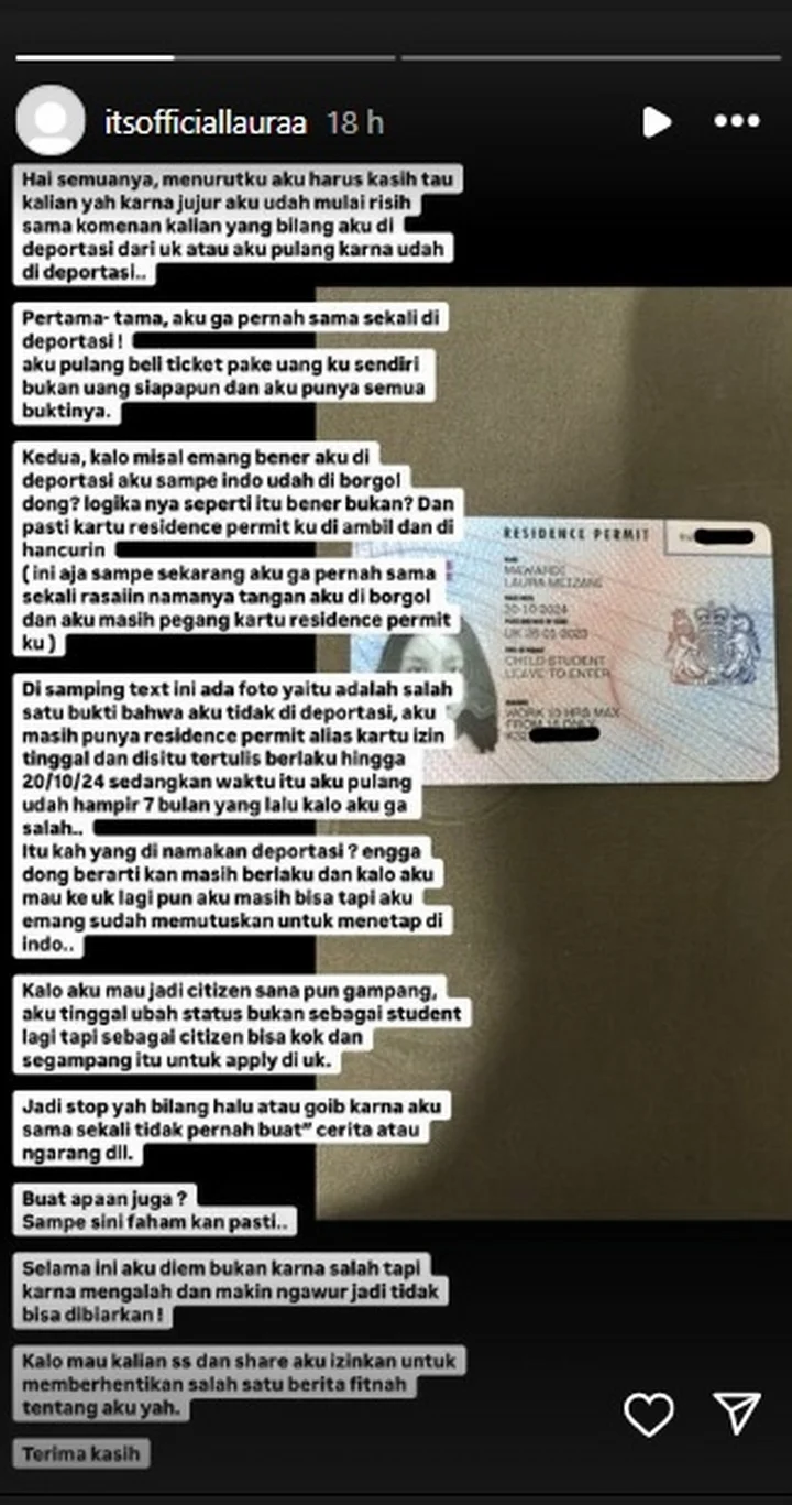 Lolly Putri Nikita Mirzani Bantah Dideportasi