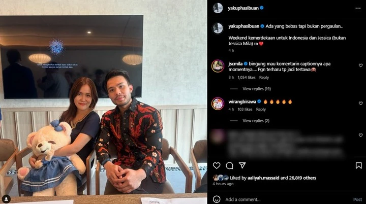 Jessica Mila Komentari POtret Yakup Hasibuan dan Jessica Wongso