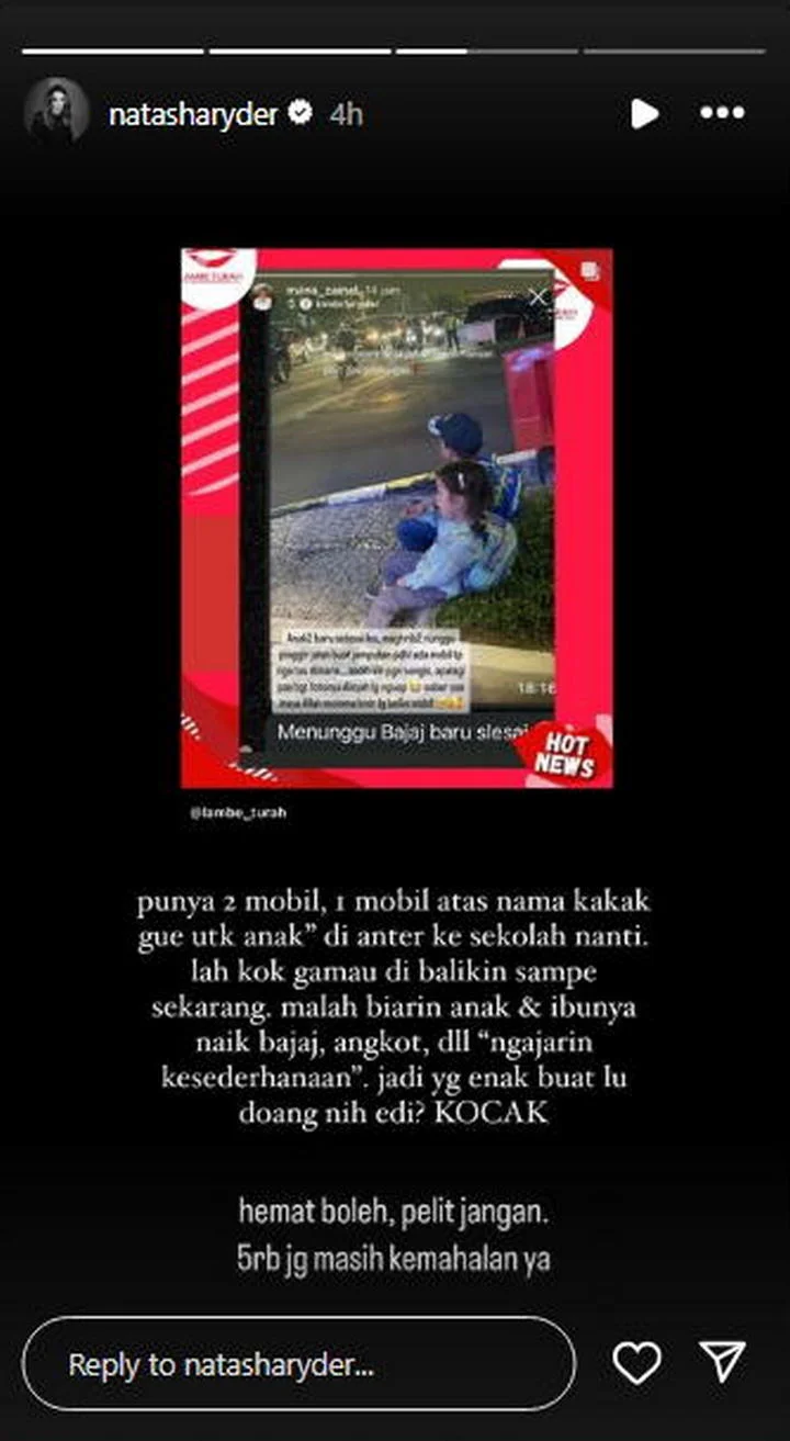 Natasha Ryder Sindir Menohok Edward Akbar usai Potret Keponakan Tunggu Bajaj Viral