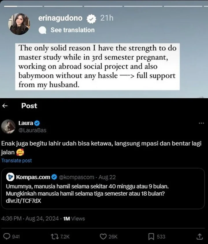 Laura Basuki dan Erina Gudono Jadi Trending