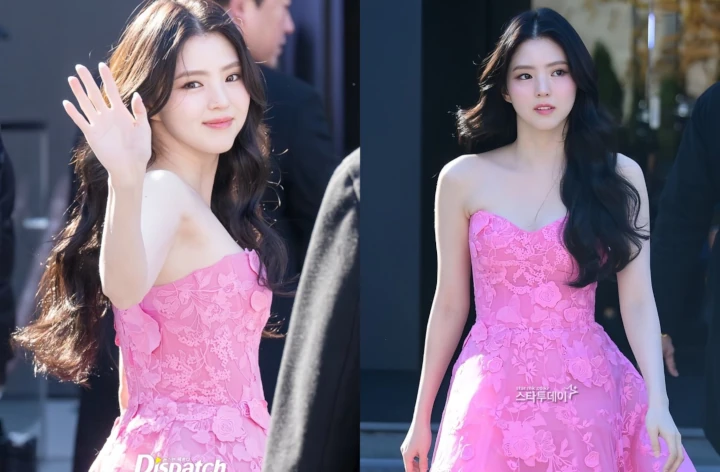 Han So Hee Secantik Karakter Manhwa saat Pakai Gaun Pink Bunga-Bunga