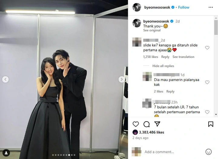 Cara Byeon Woo Seok Pamer Foto Manis dengan Kim Hye Yoon Tuai Protes