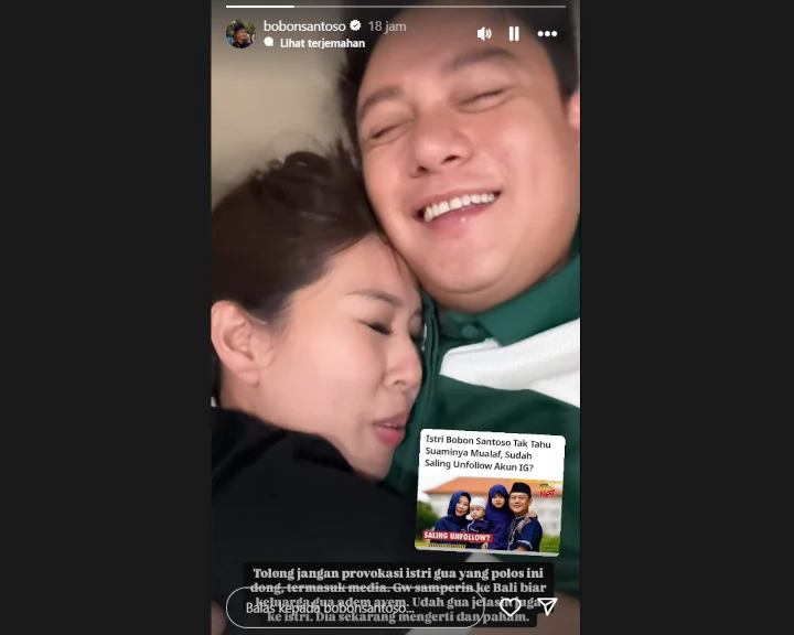 Bobon Santoso Pamer Dipeluk Cheryl Ruan usai Sang Istri Tak Tahu Status Mualaf
