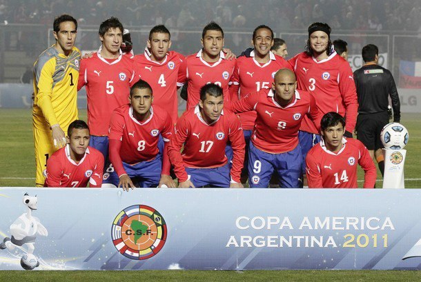 Gambar Foto Copa America 2011 : Tim Chile di Pertandingan Melawan Meksiko tanggal 5 Juli 2011