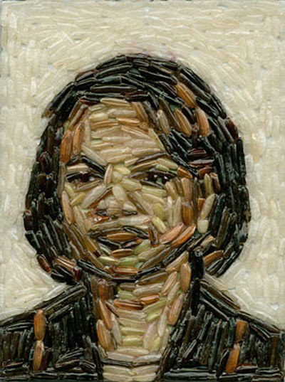 Gambar Foto Potret Condoleezza Rice dari bahan beras