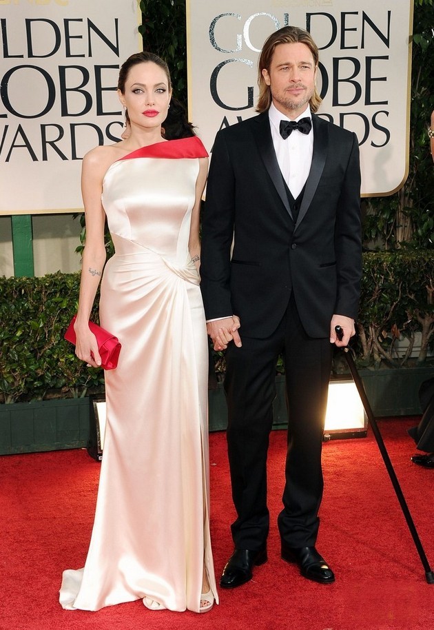 Gambar Foto Angelina Jolie dan Brad Pitt di Red Carpet Golden Globes 2012