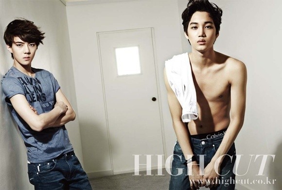 Gambar Foto Su Ho dan Kai EXO-K di Majalah High Cut Edisi Maret