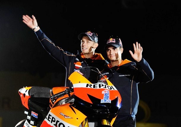 Gambar Foto Dani Pedrosa dan Casey Stoner di Presentasi Tim Repsol Honda MotoGP