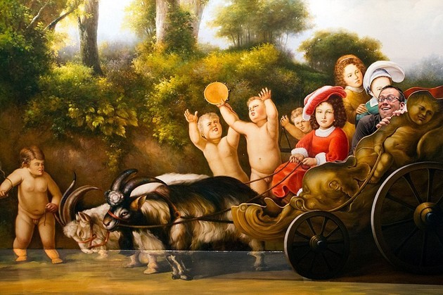Gambar Foto Ikut Menikmati Perjalanan Dengan Kereta Yang Ditarik Kambing di Museum Ilusi Optik Korea Selatan