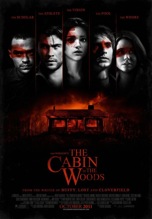 Gambar Foto Williams, Hemsworth, Connolly, Kranz, dan Hutchison di Poster 'The Cabin in The Woods'