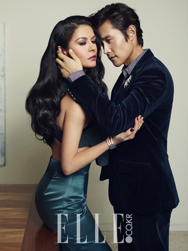 Gambar Foto Lee Byung Hun dan Catherine Zeta-Jones di Majalah Elle Edisi Agustus 2013