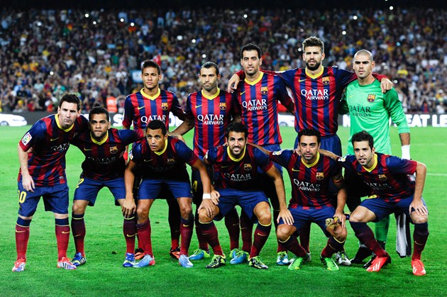 Gambar Foto Tim Barcelona Sebelum Laga Dimulai di Camp Nou