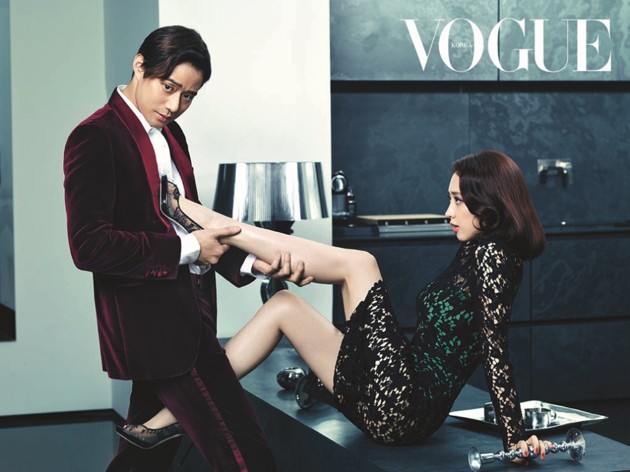 Gambar Foto Chun Jung Myung dan Kim Min Jung di Majalah Vogue Edisi Oktober 2013