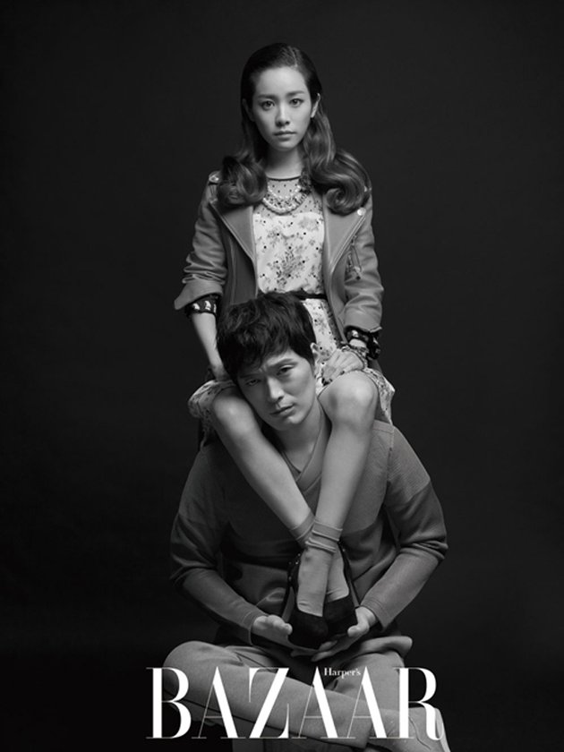 Gambar Foto Han Ji Min dan Jung Jae Young di Majalah Harper's Bazaar Edisi Januari 2014