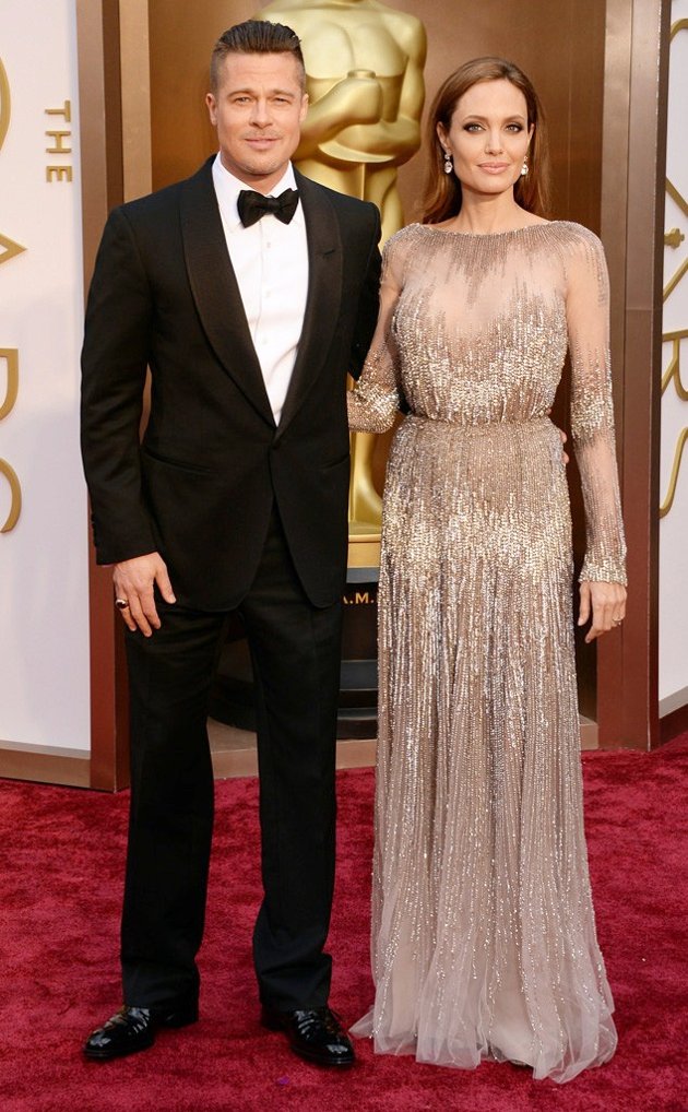 Gambar Foto Brad Pitt dan Angelina Jolie di Red Carpet Oscar 2014