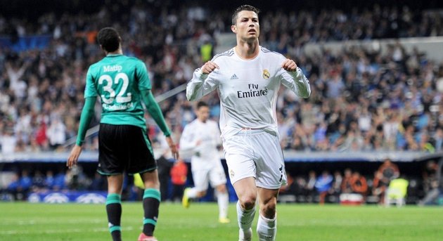 Gambar Foto Cristiano Ronaldo Berhasil Mencetak Gol di Laga Real Madrid vs Schalke