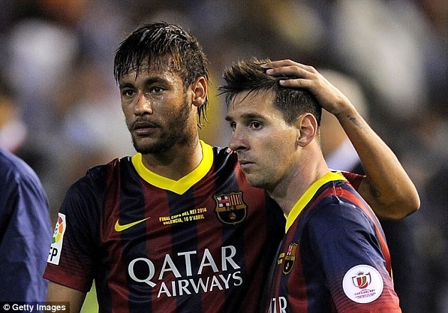 Gambar Foto Ekspresi Kecewa Neymar dan Lionel Messi