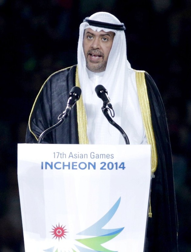 Gambar Foto Ketua Komite Olimpiade Asia Ahmad Al-Fahad Al-Sabah Saat Berikan Kata Sambutan
