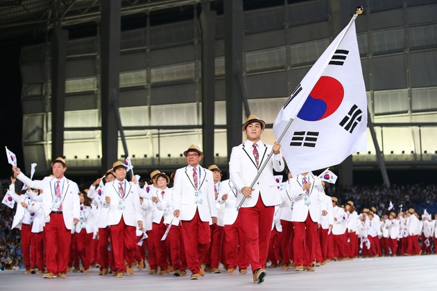 Gambar Foto Kontingen Korea Selatan di Opening Ceremony Asian Games Incheon 2014