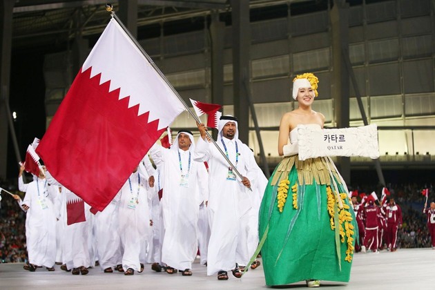 Gambar Foto Kontingen Qatar di Opening Ceremony Asian Games Incheon 2014