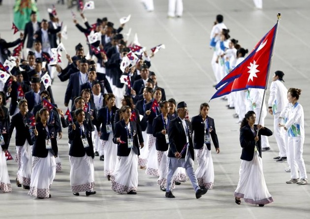 Gambar Foto Kontingen Nepal di Opening Ceremony Asian Games Incheon 2014