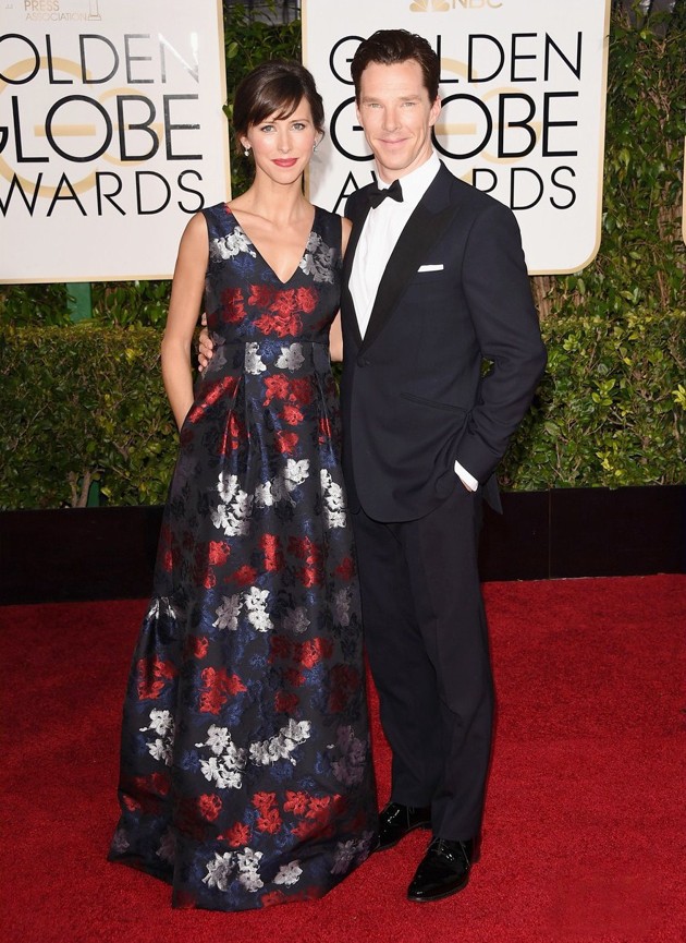 Gambar Foto Sophie Hunter  dan Benedict Cumberbatch di Red Carpet Golden Globe Awards 2015