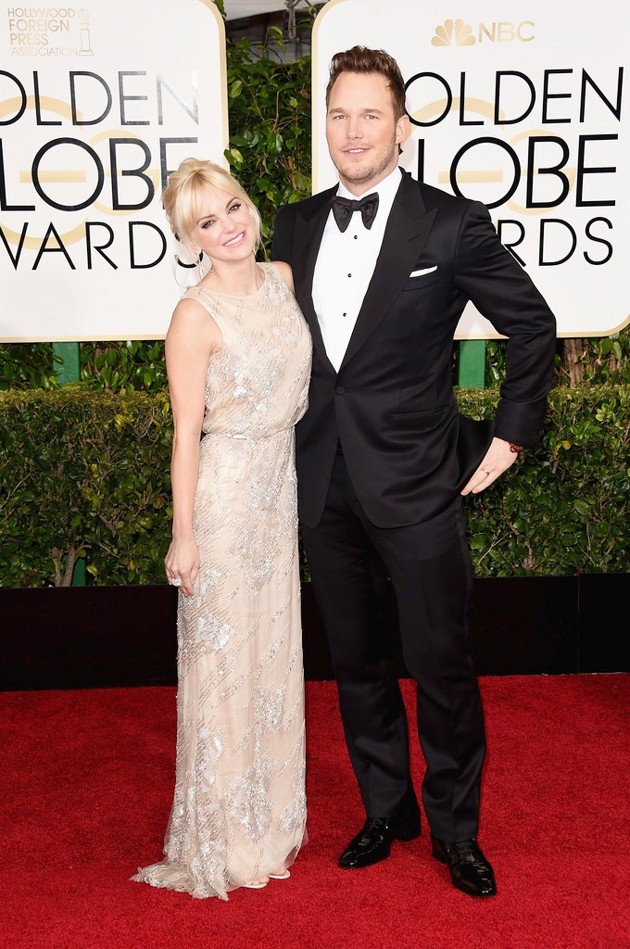 Gambar Foto Anna Faris dan Chris Pratt di Red Carpet Golden Globe Awards 2015