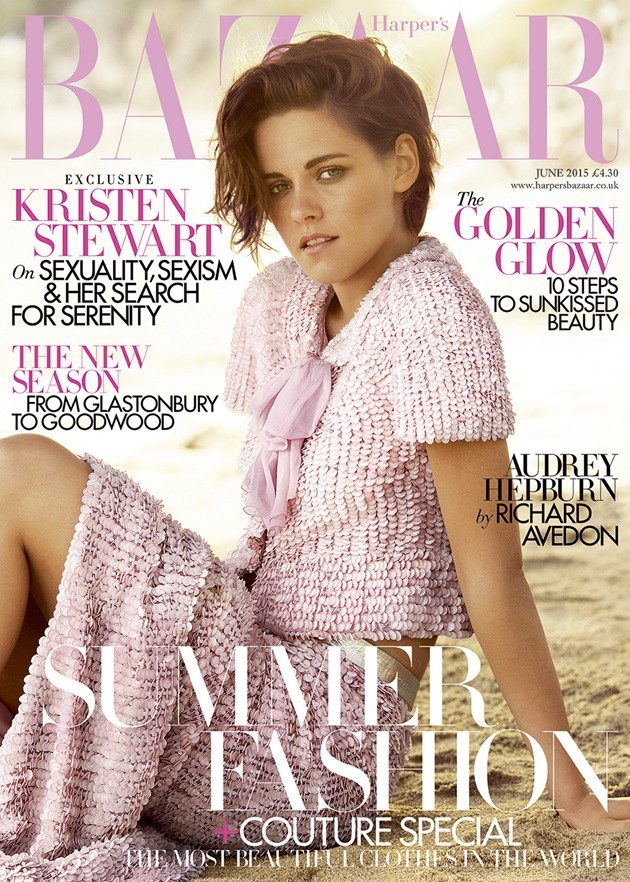 Gambar Foto Kristen Stewart di Cover Harper's Bazaar UK Edisi Juni 2015