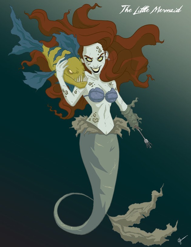 Gambar Foto Putri Ariel Mengerikan Bersama Flounder