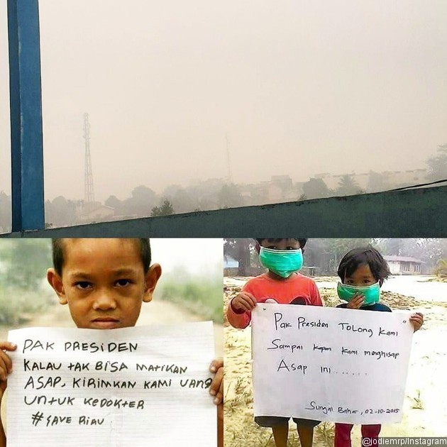 Gambar Foto Anak-Anak Mendesak Pemadaman Asap Segera Dilakukan
