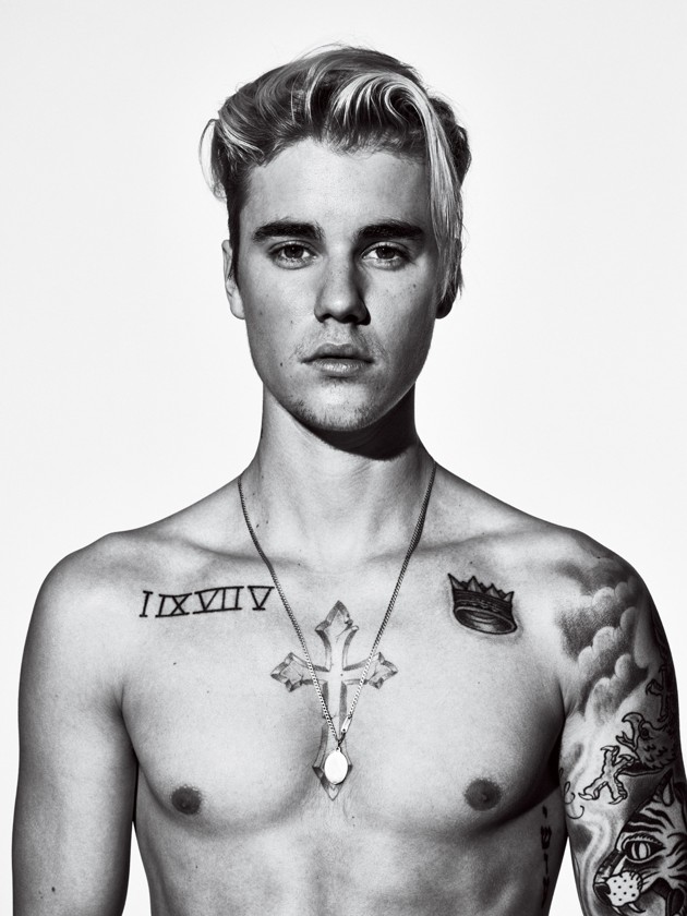 Gambar Foto Justin Bieber Pamer Tatto di Majalah GQ Edisi Maret 2016