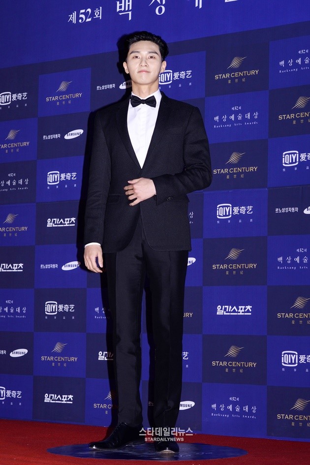 Gambar Foto Park Seo Joon di Red Carpet Baeksang Art Awards 2016