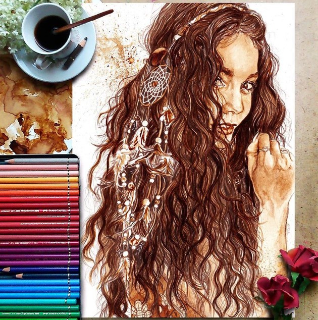 Gambar Foto Lukisan Kopi Vanessa Hudgens Karya Nuria Salcedo