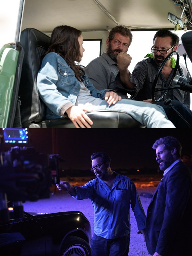 Gambar Foto James Mangold Beri Arahan Kepada Dafne Keen dan Hugh Jackman