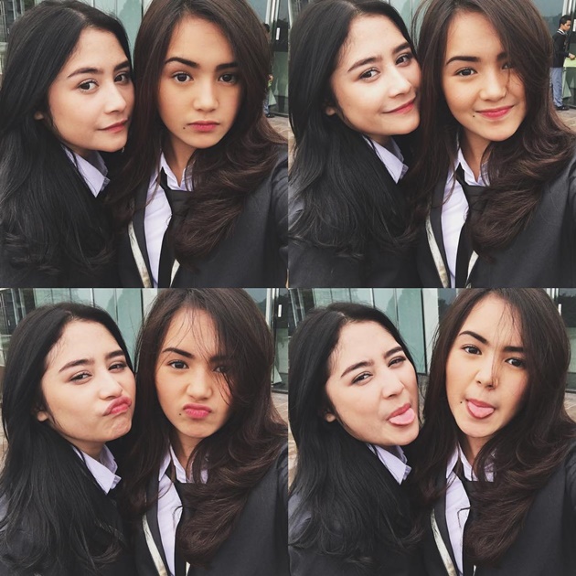 Gambar Foto Prilly Latuconsina dan Beby Tsabina Saat Proses Syuting Sinetron 'Bawang Merah Bawang Putih'