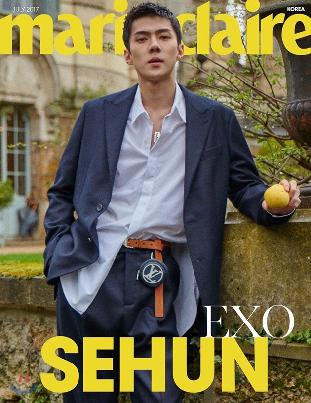 Gambar Foto Sehun EXO di Majalah Marie Claire Edisi Juli 2017