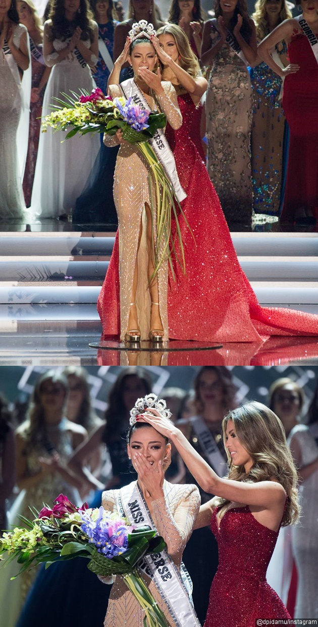 Gambar Foto Demi-Leigh Nel-Peters mendapat mahkota langsung dari Iris Mittenaere, Miss Universe 2016.
